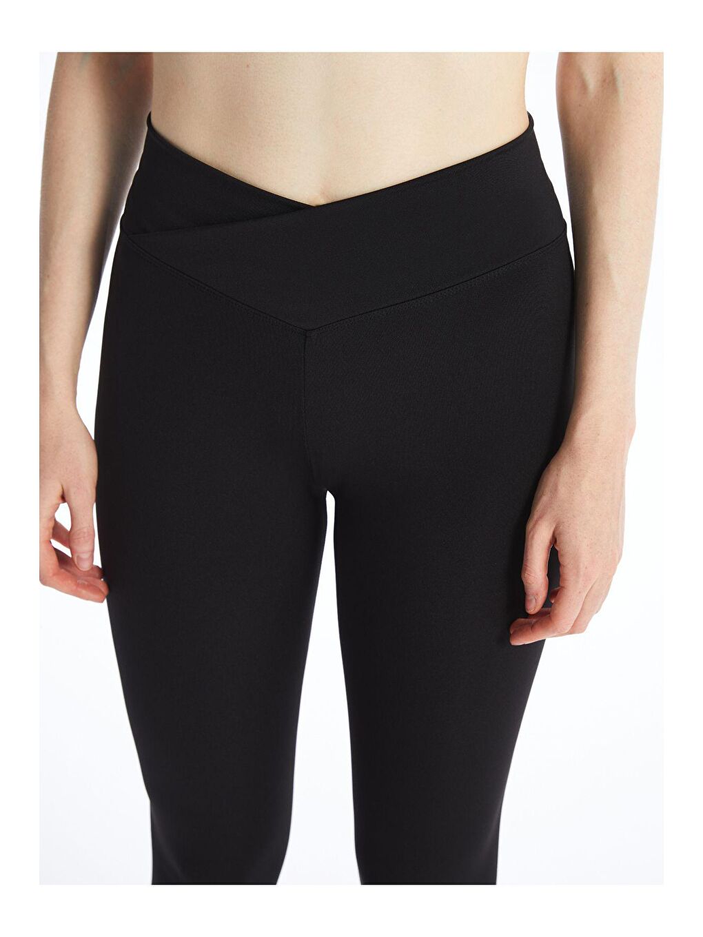 Siyah Toparlayıcı Çapraz Yüksek Bel Tayt-2