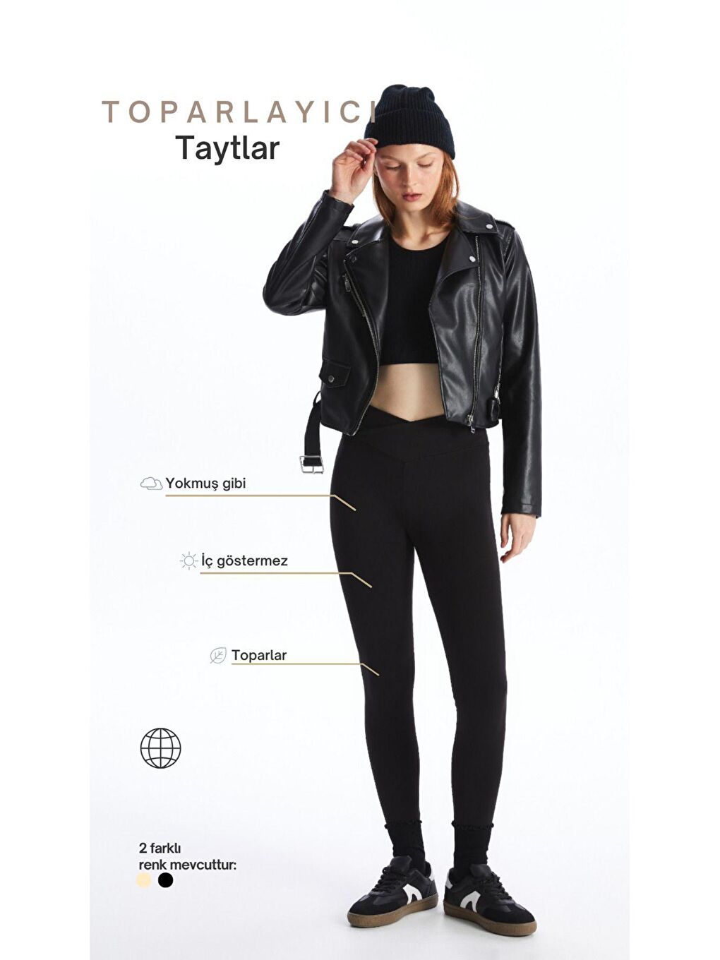 Siyah Toparlayıcı Çapraz Yüksek Bel Tayt-4