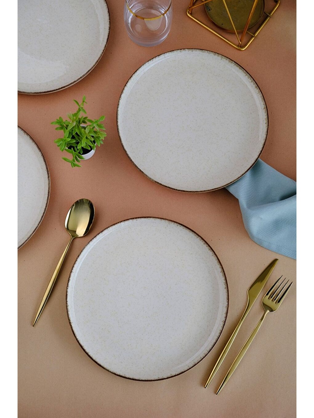 KUTAHYA PORSELEN Kahverengi Moderna Servis Tabağı Tarçın 24 cm 4'lü - 4