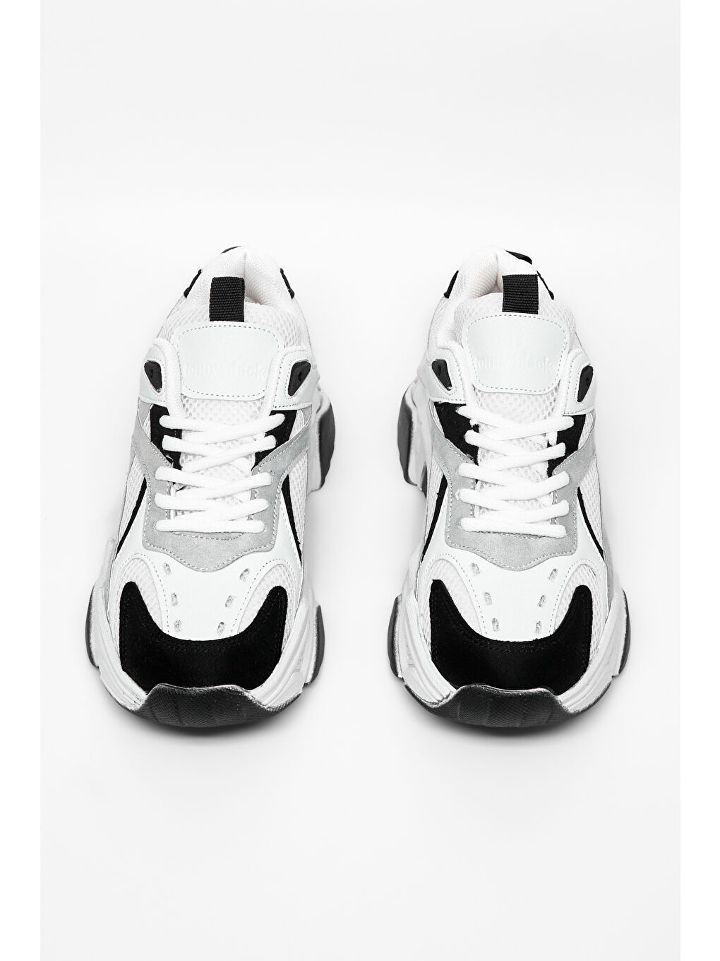Kadın Beyaz Siyah Rahat Kalıp Poli Taban Bağcıklı Sneaker-3