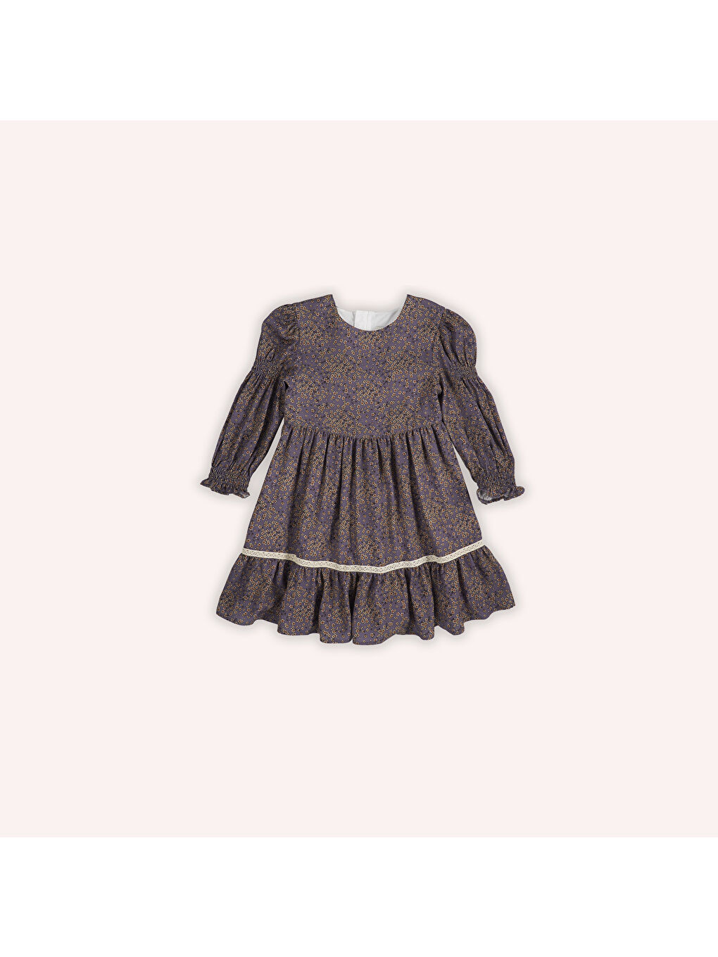 Mor Kız Çocuk Desenli Elbise