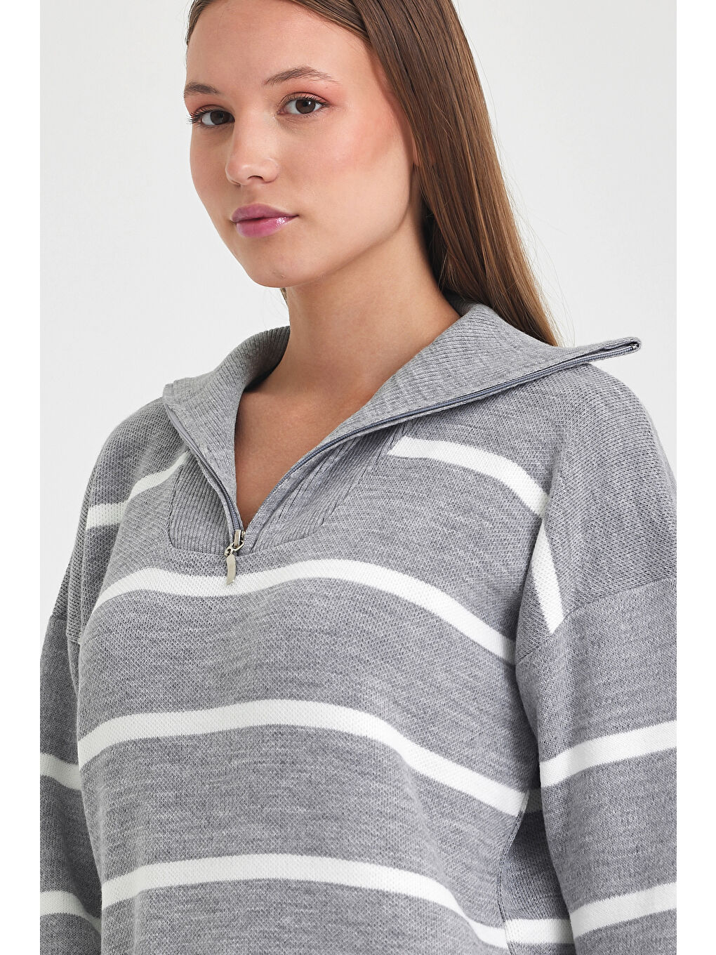 Gri Kadın Triko Kazak 2026-1