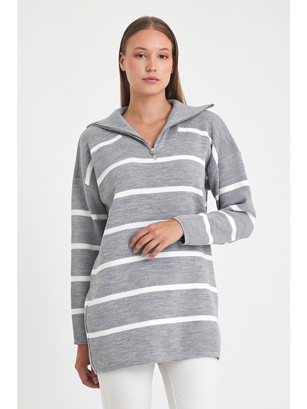 Gri Kadın Triko Kazak 2026-4