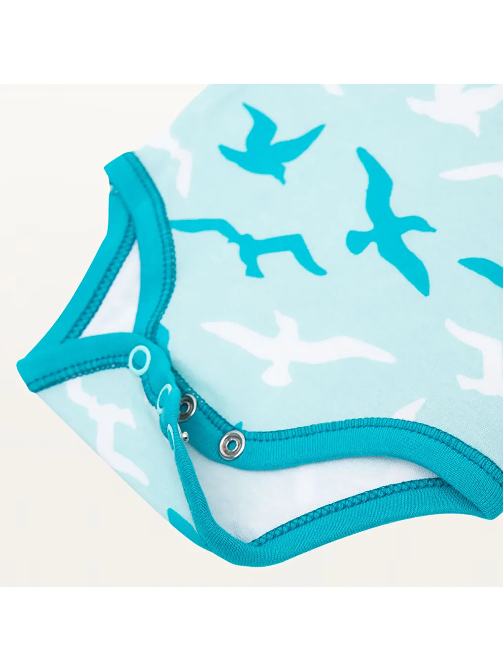 Turna 2'li Bebek Zıbın Kısa Kollu Organik Beyaz-Turkuaz-4