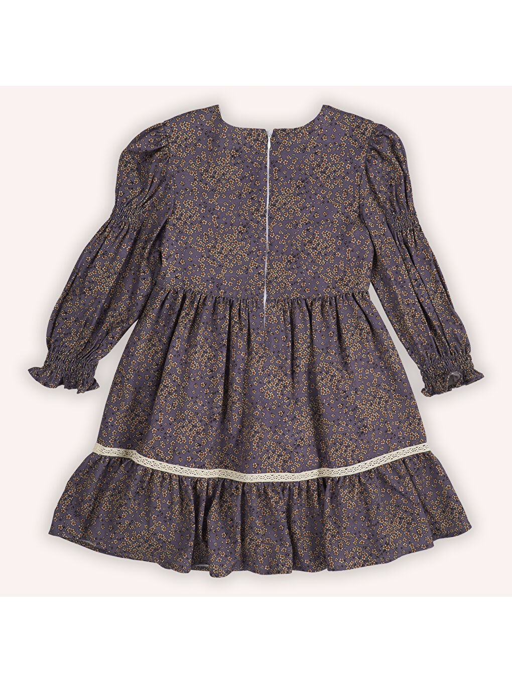 Mor Kız Çocuk Desenli Elbise-4