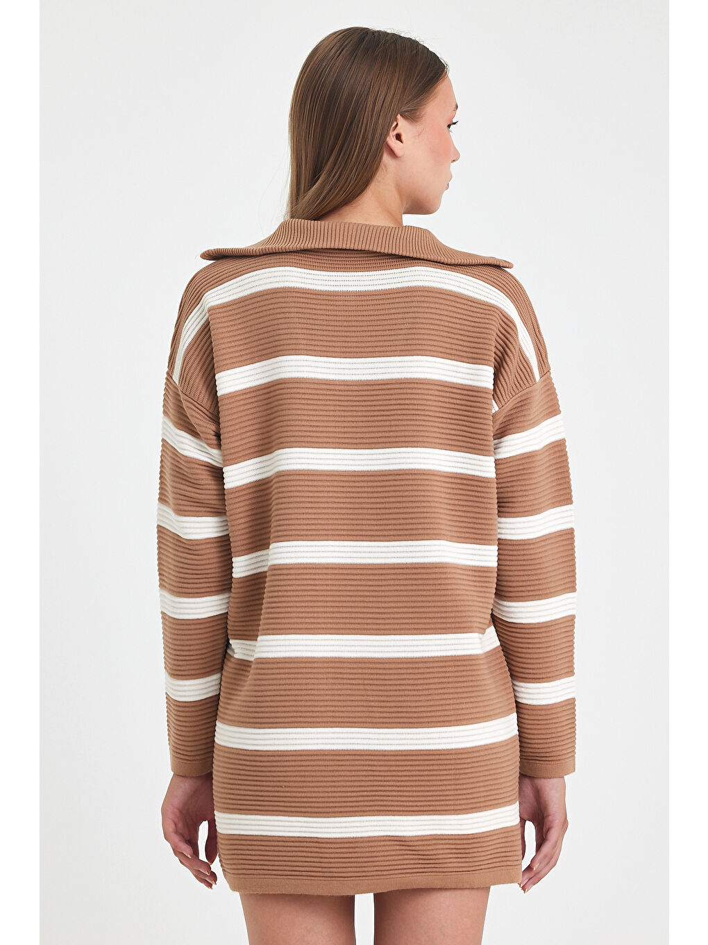 Kahverengi Kadın Triko Kazak 3088-3