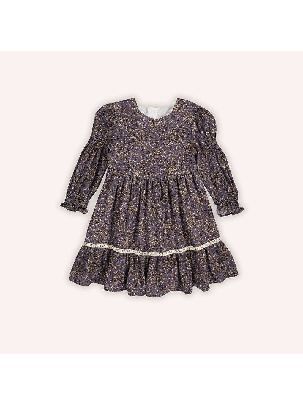 Mor Kız Çocuk Desenli Elbise-6