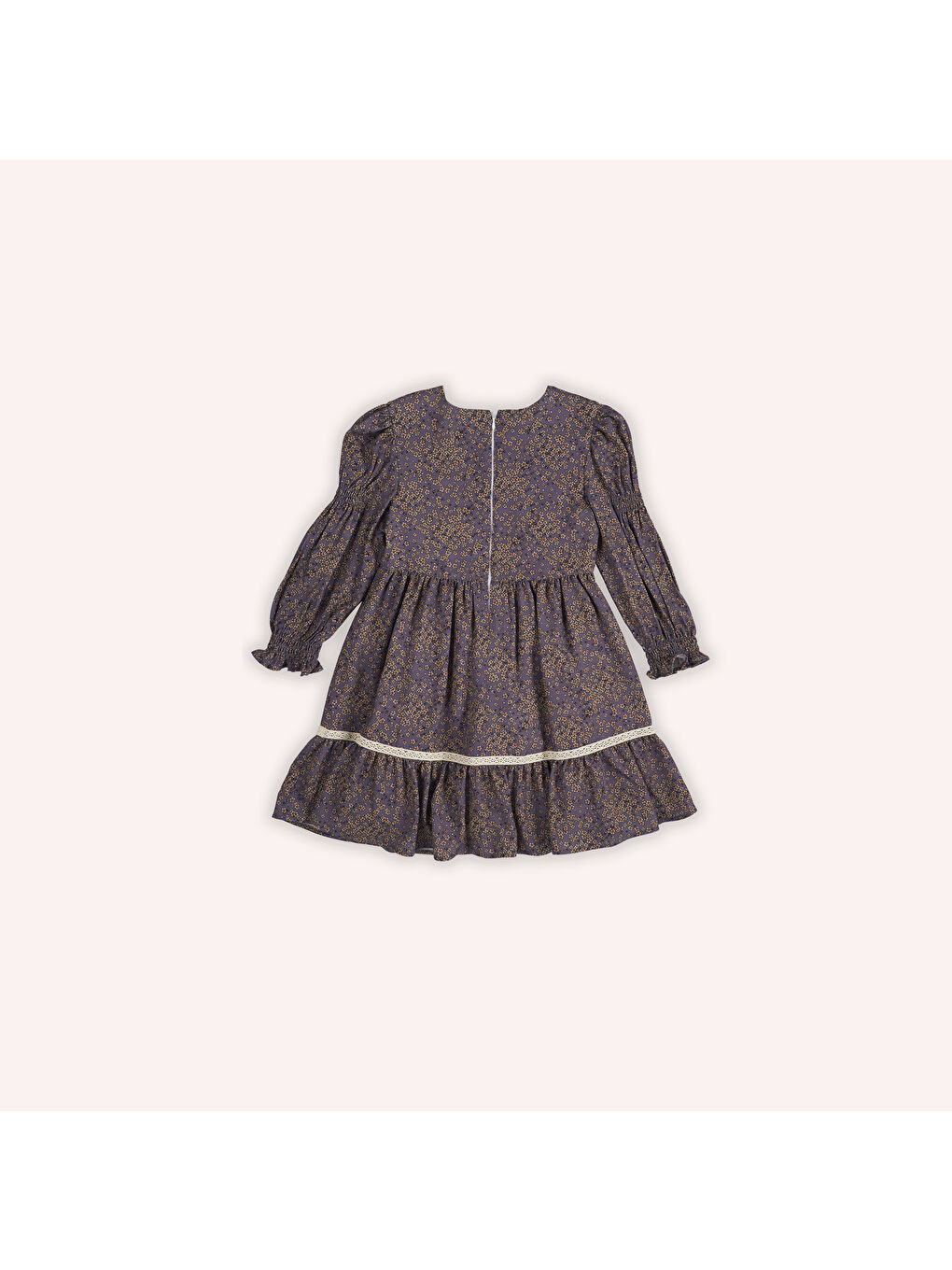 Mor Kız Çocuk Desenli Elbise-7