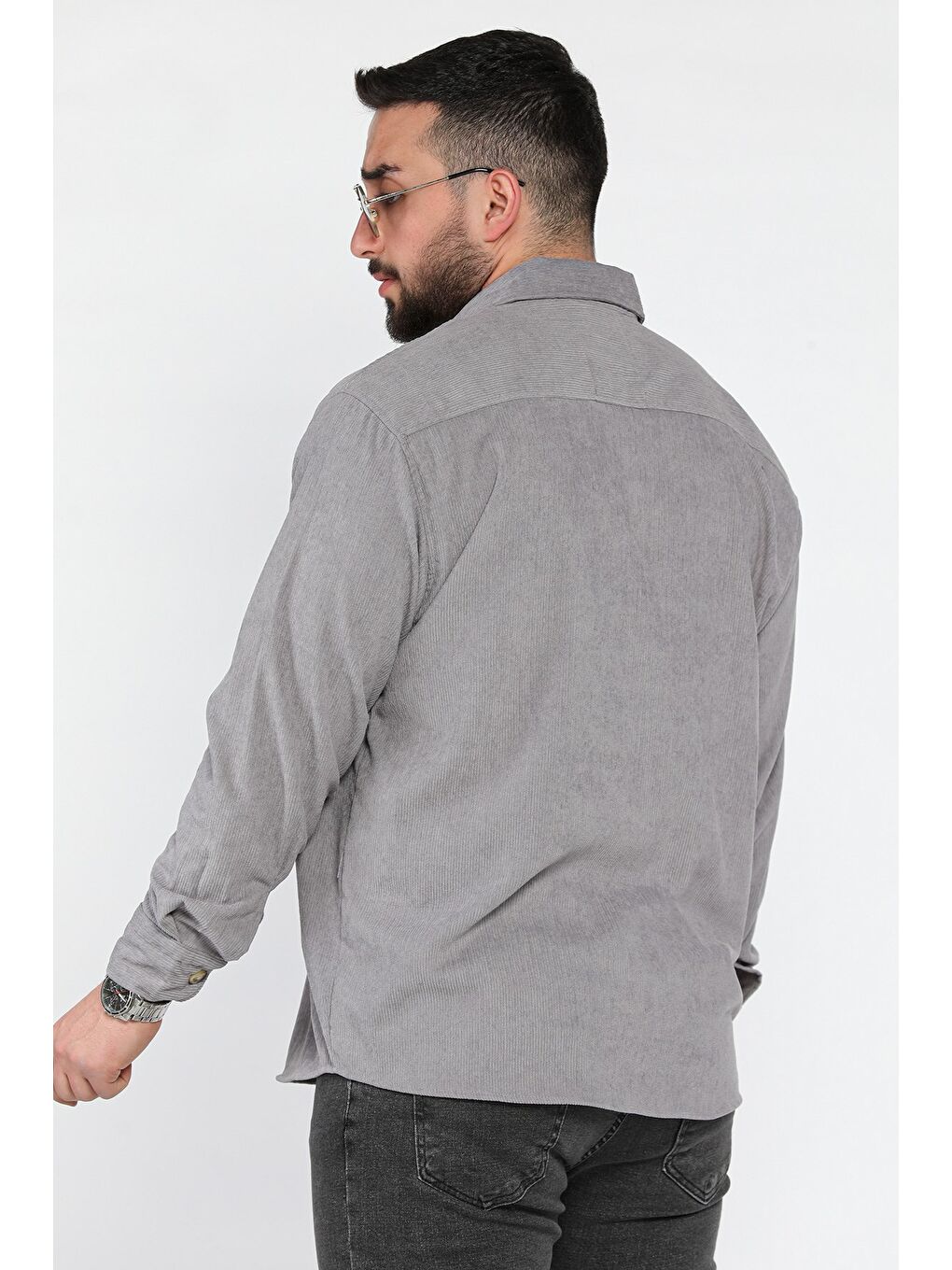Gri Erkek Uzun Kol Gömlek-2