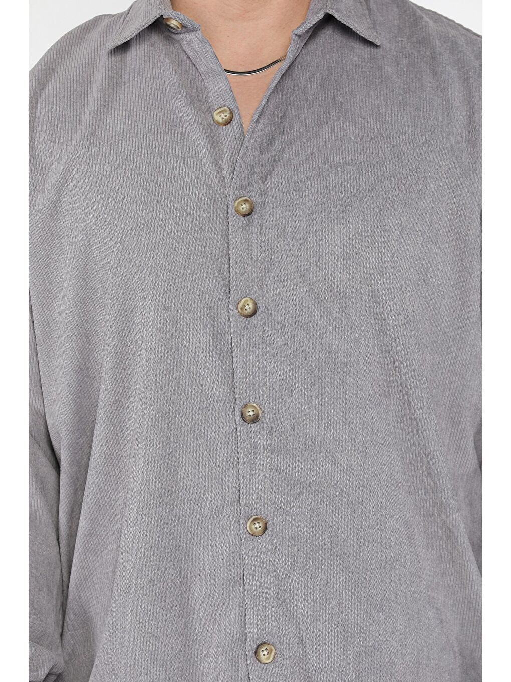 Gri Erkek Uzun Kol Gömlek-3