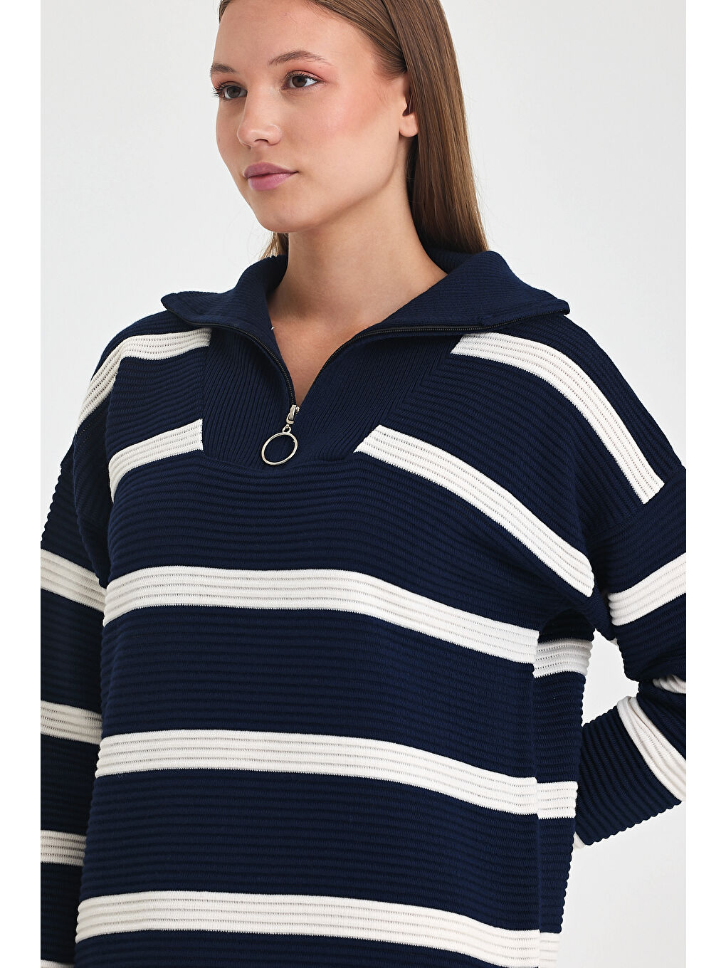 Lacivert Kadın Triko Kazak 3088-1