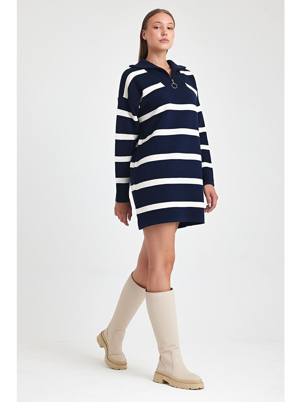 Lacivert Kadın Triko Kazak 3088-2