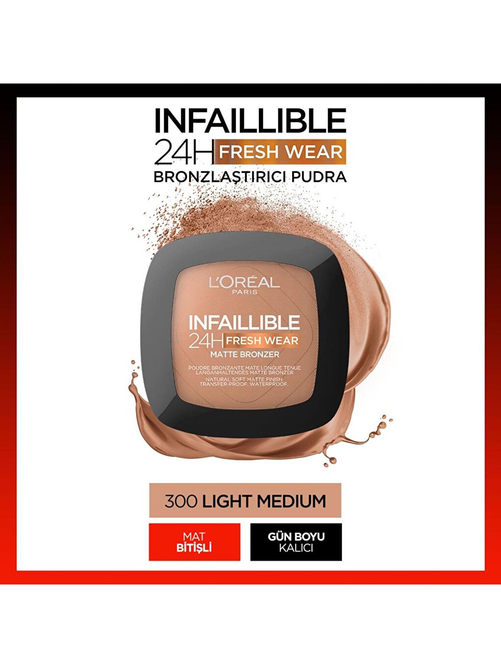 L'Oreal Paris Nude Infaillible 24H Fresh Wear Bronzlaştırıcı Pudra - 300 Light Medium