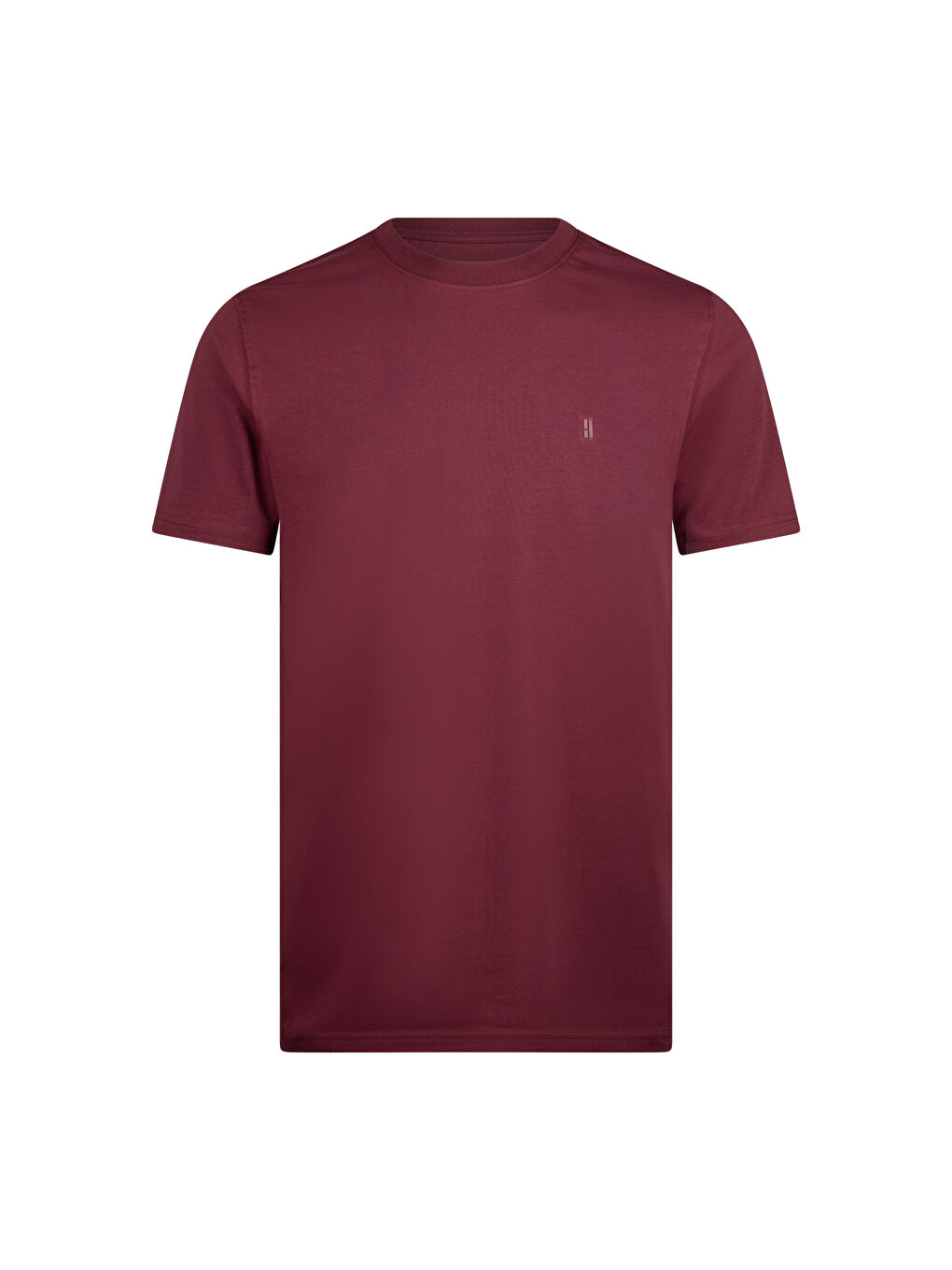 Bordo Regular Fit Bisiklet Yaka Pamuklu Basic Tişört