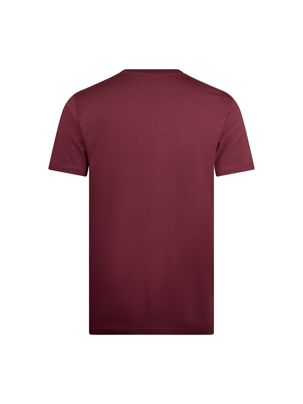 Bordo Regular Fit Bisiklet Yaka Pamuklu Basic Tişört-1