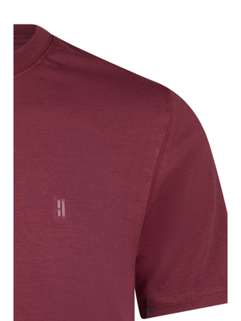 Bordo Regular Fit Bisiklet Yaka Pamuklu Basic Tişört-2
