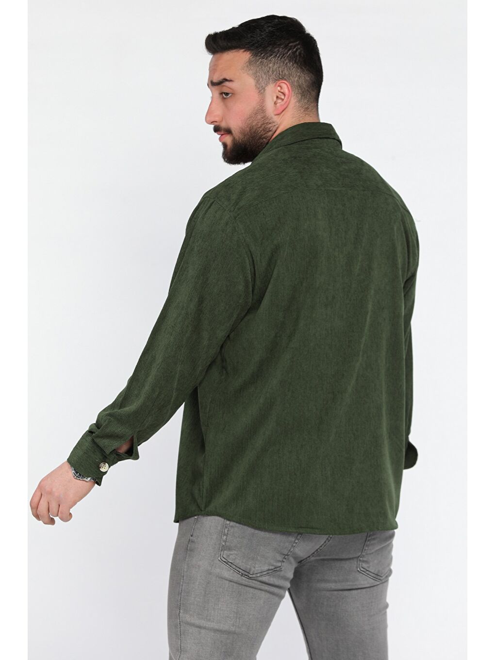 Haki Erkek Uzun Kol Gömlek-2