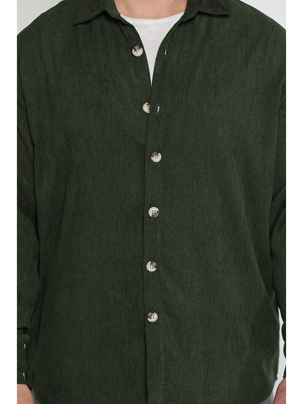 Haki Erkek Uzun Kol Gömlek-3