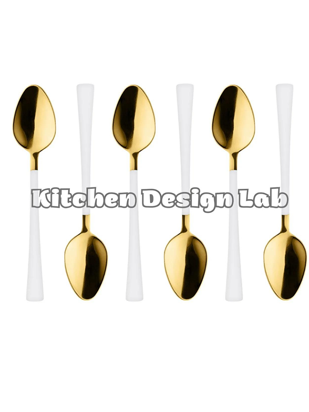 Kitchen Design Lab Beyaz Parlak Gold Beyaz Çay Ve Kahve Kaşığı 6 Adet, Kutulu,18/10 Paslanmaz Çelik 6 Kişilik Çay Kaşığı Seti - 1