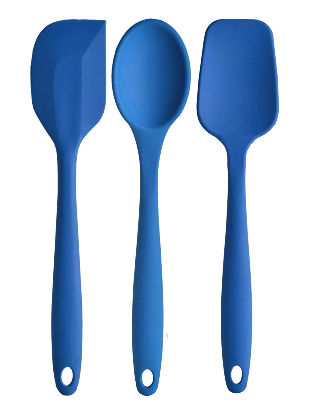 Kitchen Design Lab Mavi Büyük Boy Yanmaz Silikon Spatula Ve Kaşık Seti 3 Model - Spatula Kaşık Mavi 3'lü Set