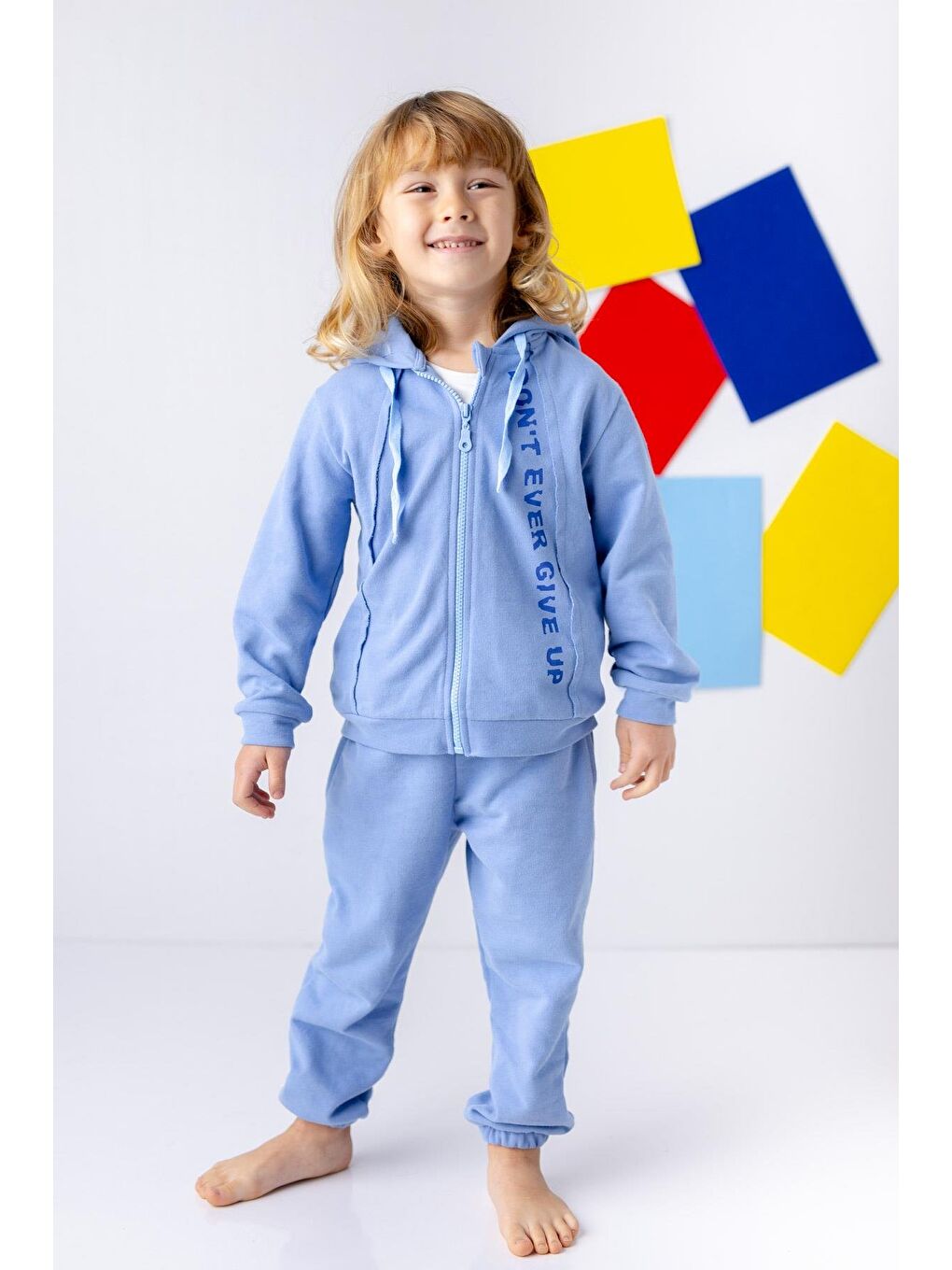 Mavi Erkek Çocuk Fermuarlı Eşofman Takımı-1