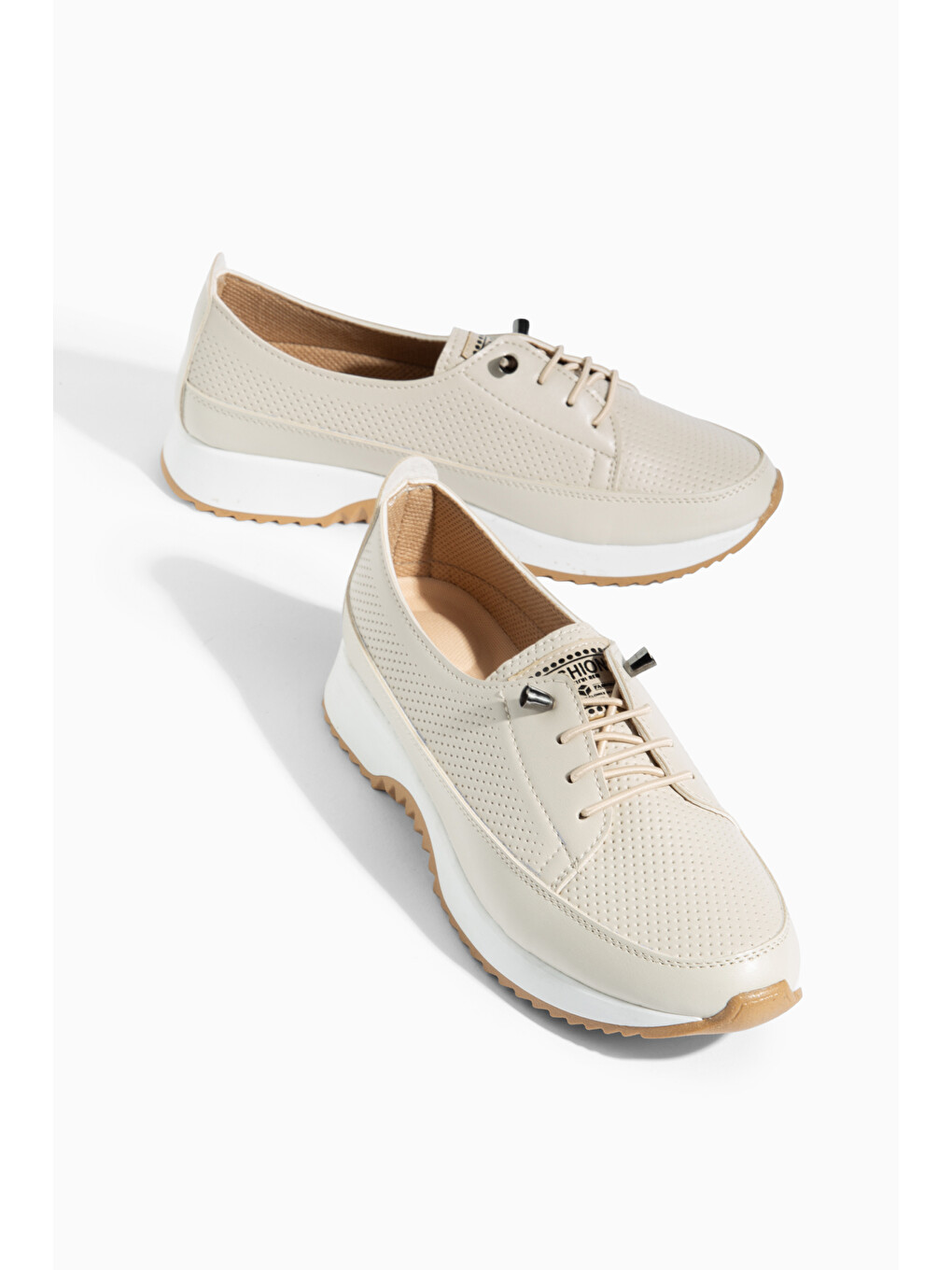 Bej D0609 Günlük Ortopedik Kadın Sneaker Spor Ayakkabı-4