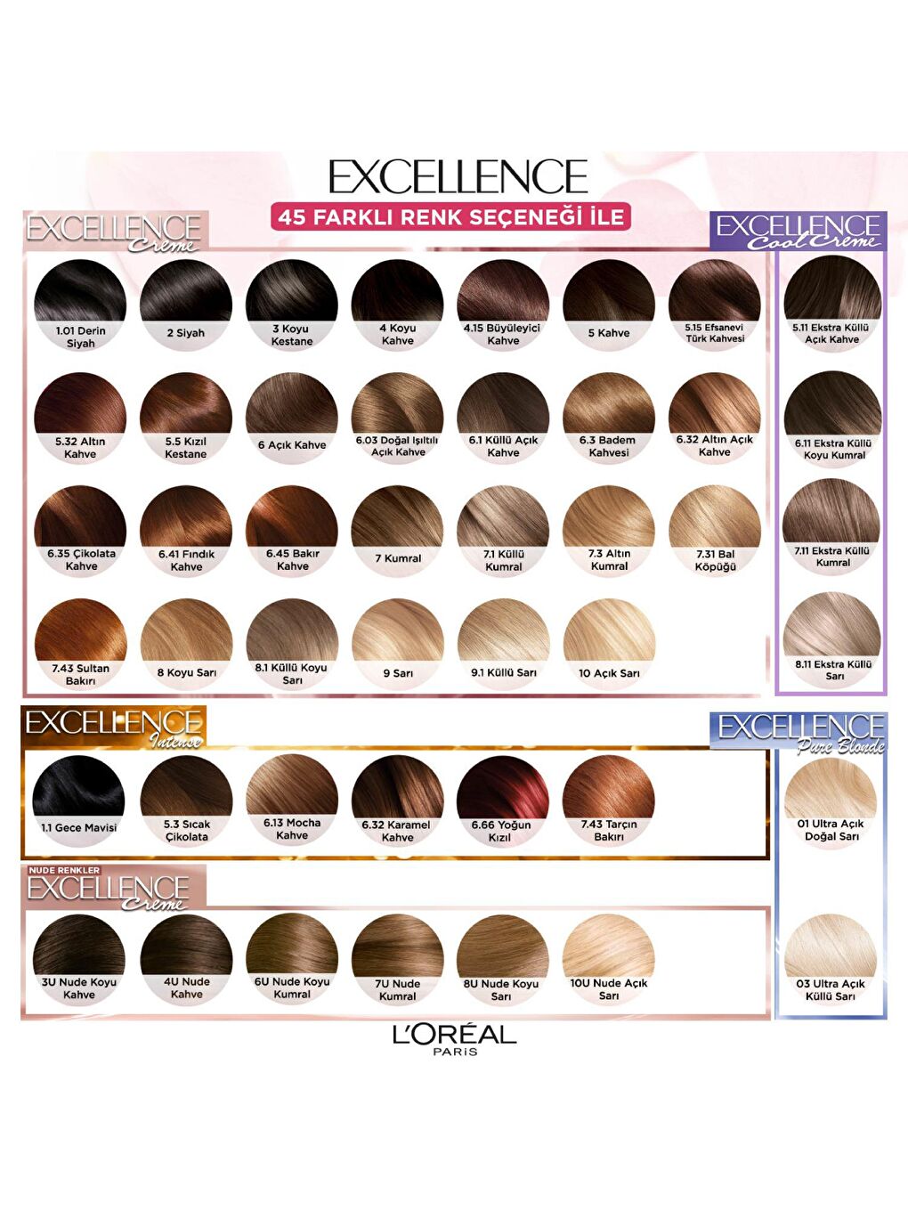 L'Oreal Paris Sarı Excellence Creme Nude Renkler Saç Boyası – 10U Nude Açık Sarı - 6