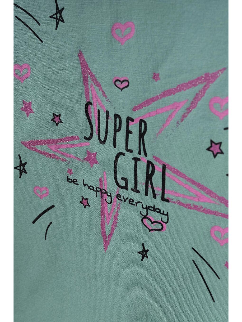 Pembe Super Girl Baskılı 2'Li Tişört 54356-1-2