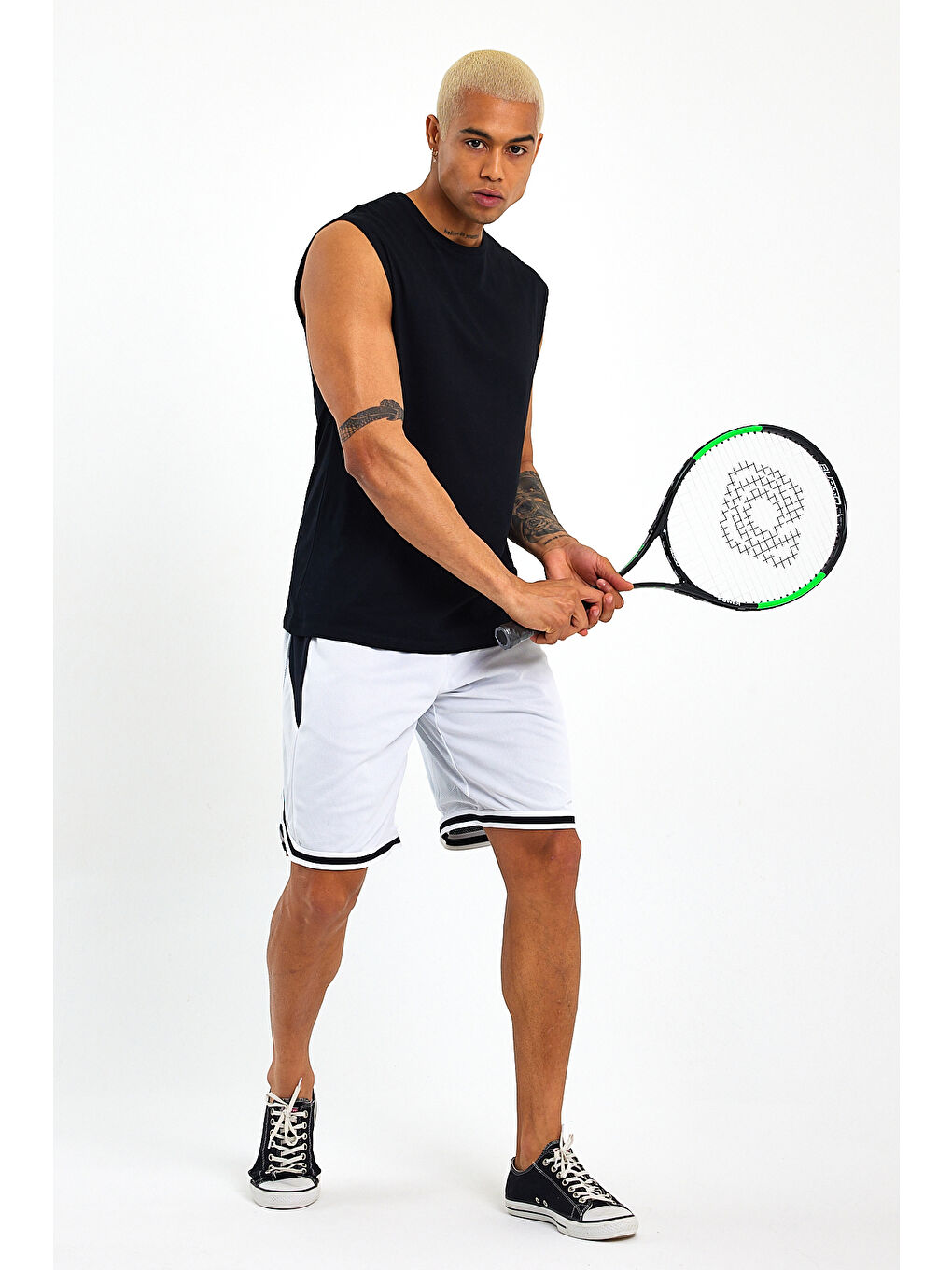 Siyah Erkek Kolsuz Bisiklet Yaka Düz Regular Büyük Beden Tişört SPR25AT940-3