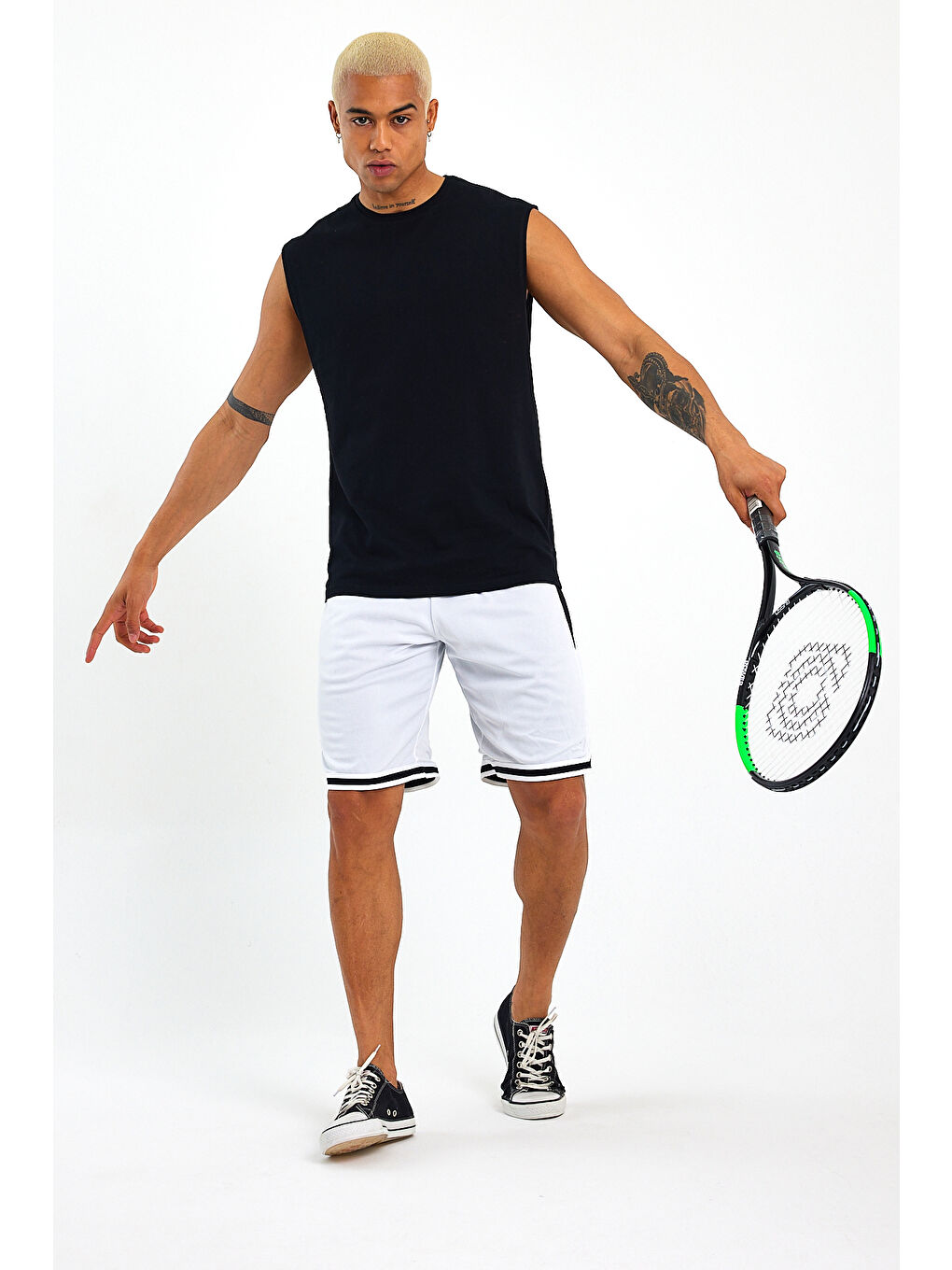 Siyah Erkek Kolsuz Bisiklet Yaka Düz Regular Büyük Beden Tişört SPR25AT940-4