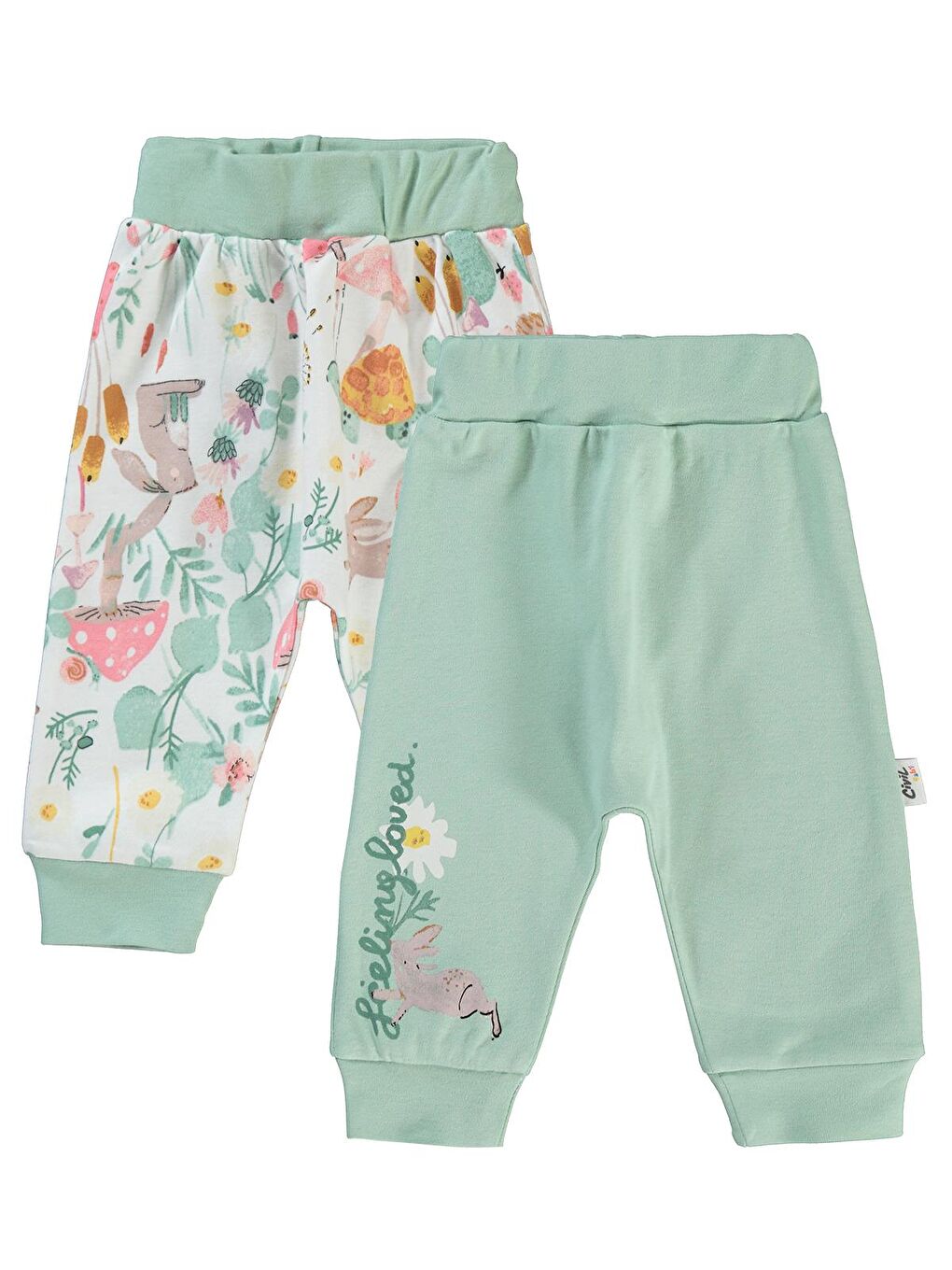 Baby Kız Bebek 2'li Patiksiz Tek Alt 3-12 Ay Açık Haki