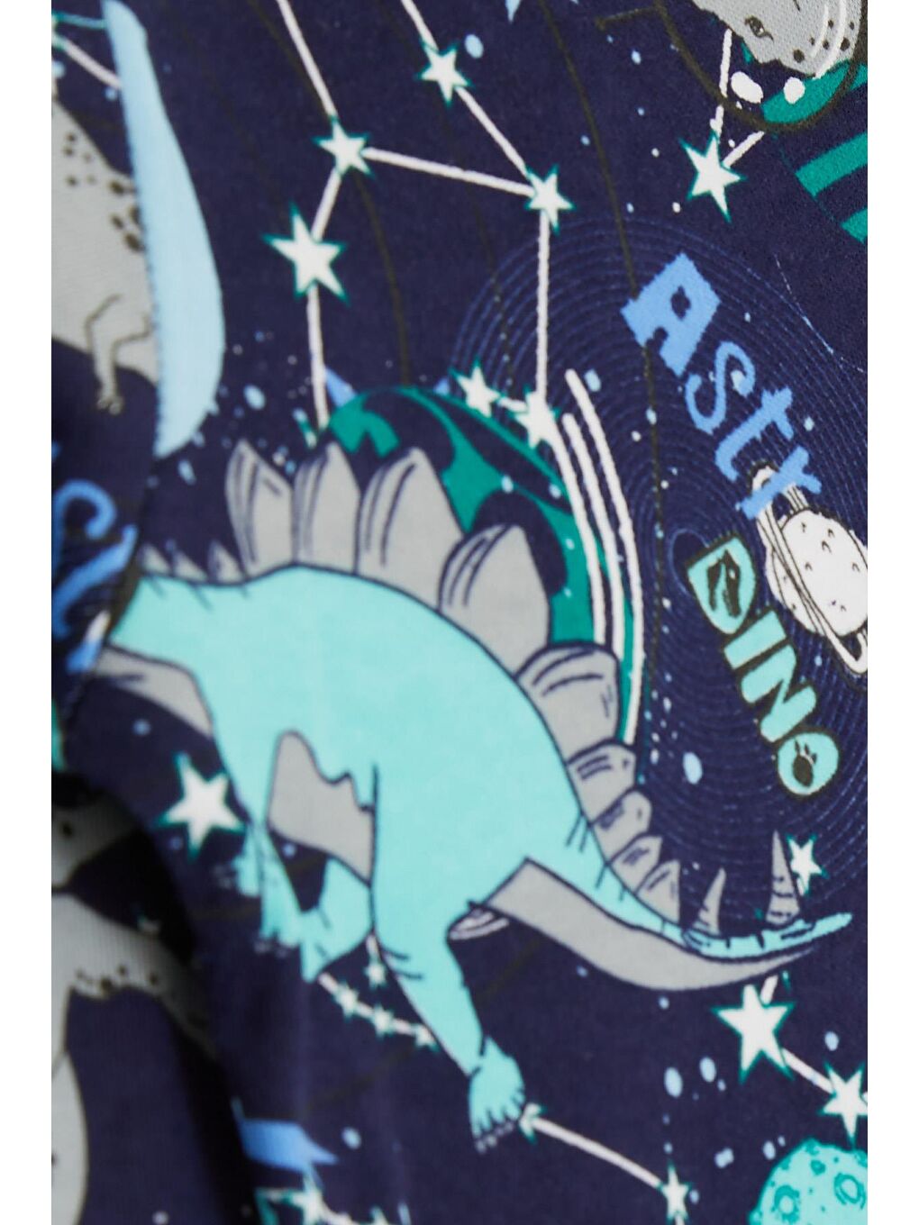 Erkek Çocuk Pijama Takımı Astronot Dinozor Desenli Lacivert (4 Yaş)-5