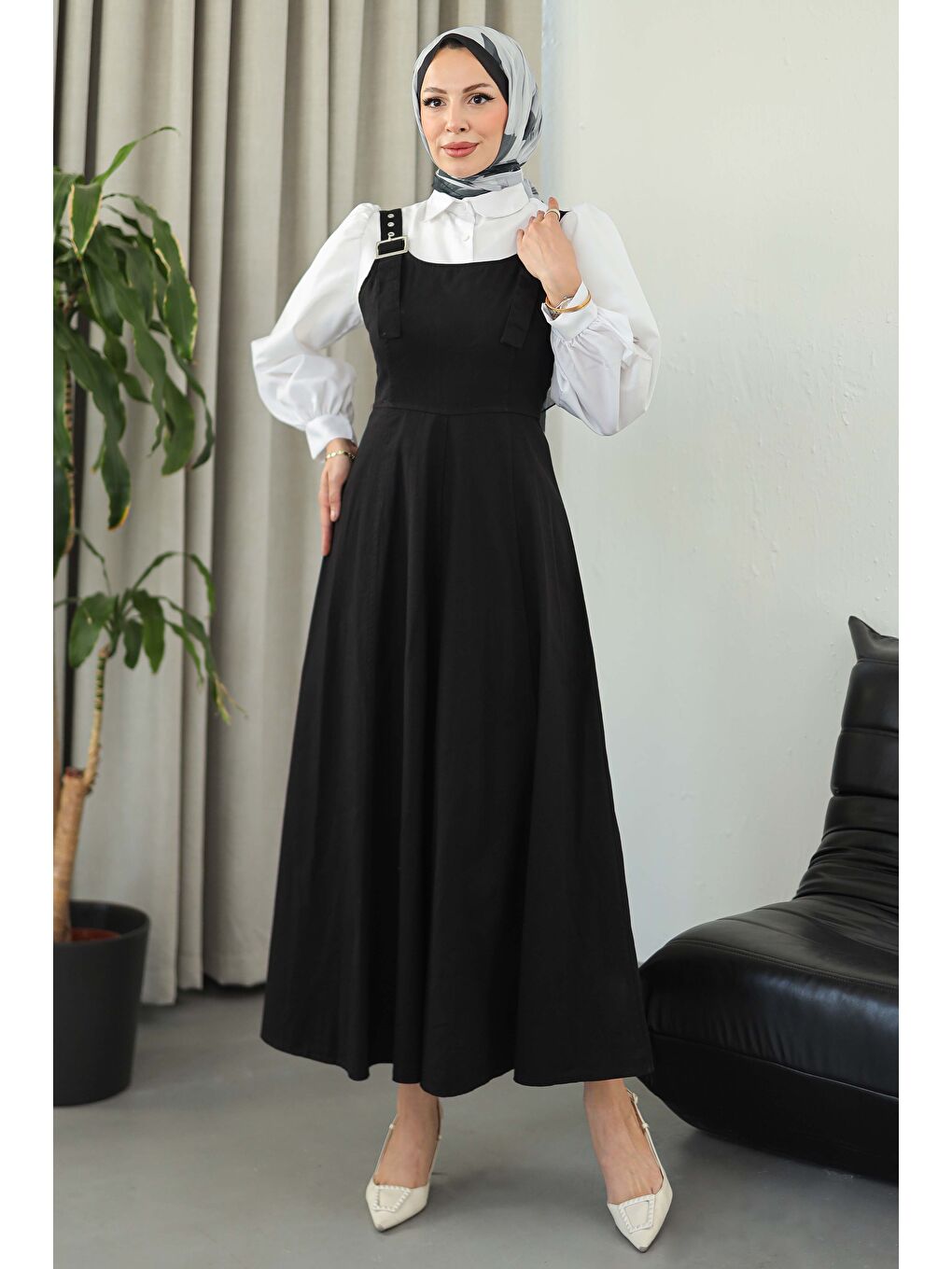 Askılı Gabardin Salopet Siyah - 27832-SIYAH-1