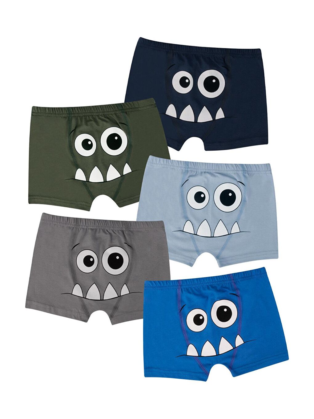 Karışık Erkek Çocuk Pamuklu Likralı Boxer 5'Li Paket