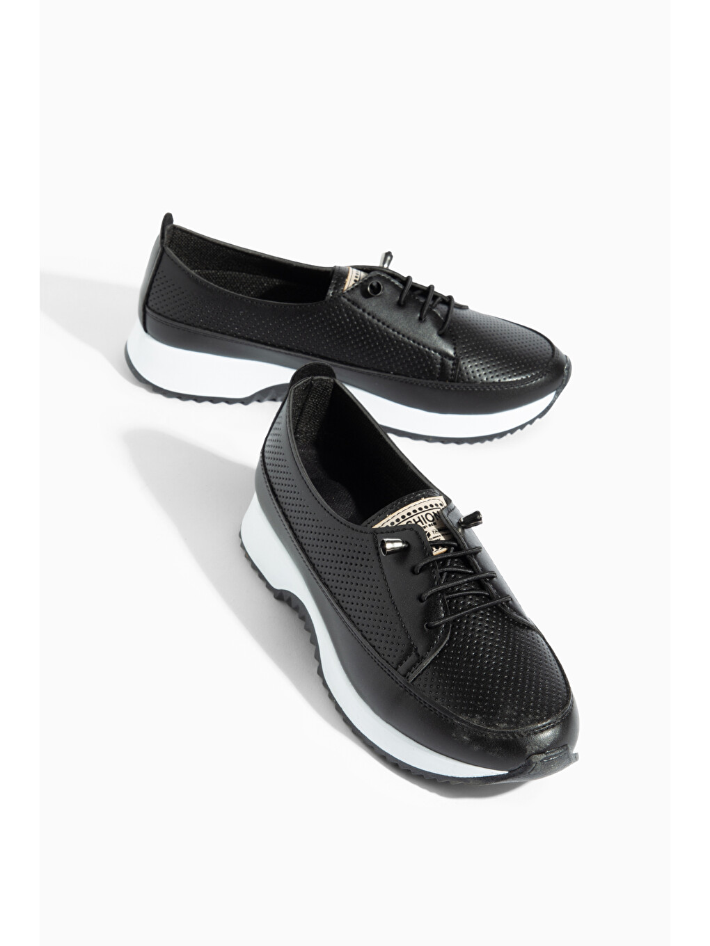 Siyah D0609 Günlük Ortopedik Kadın Sneaker Spor Ayakkabı-4