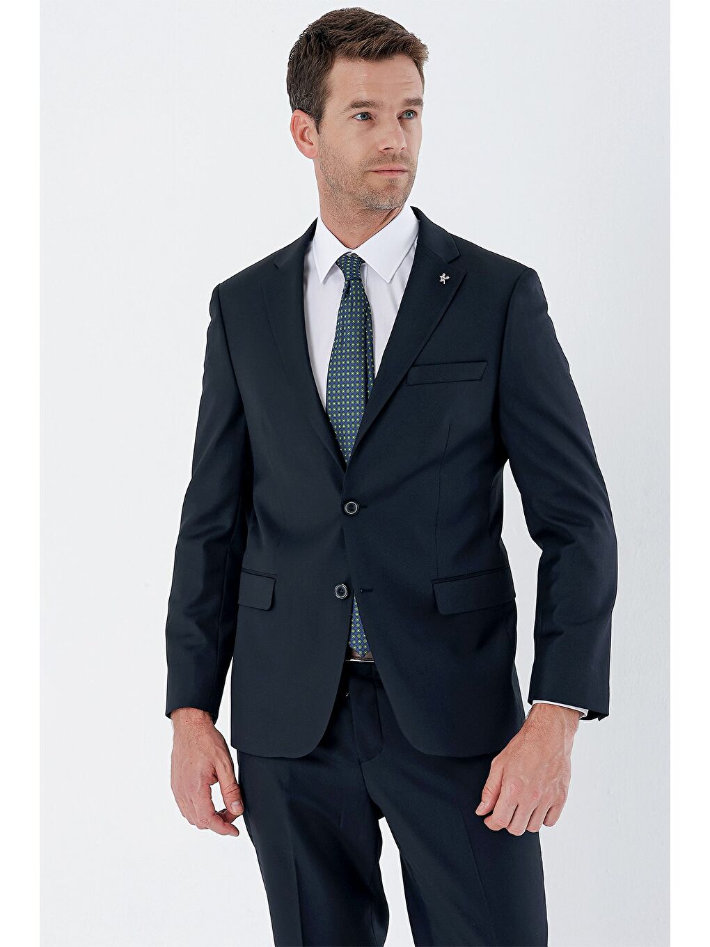 Koyu Lacivert Mono Yaka Elastanlı 6 Drop Comfort Fit Klasik Takım Elbise 1001235152