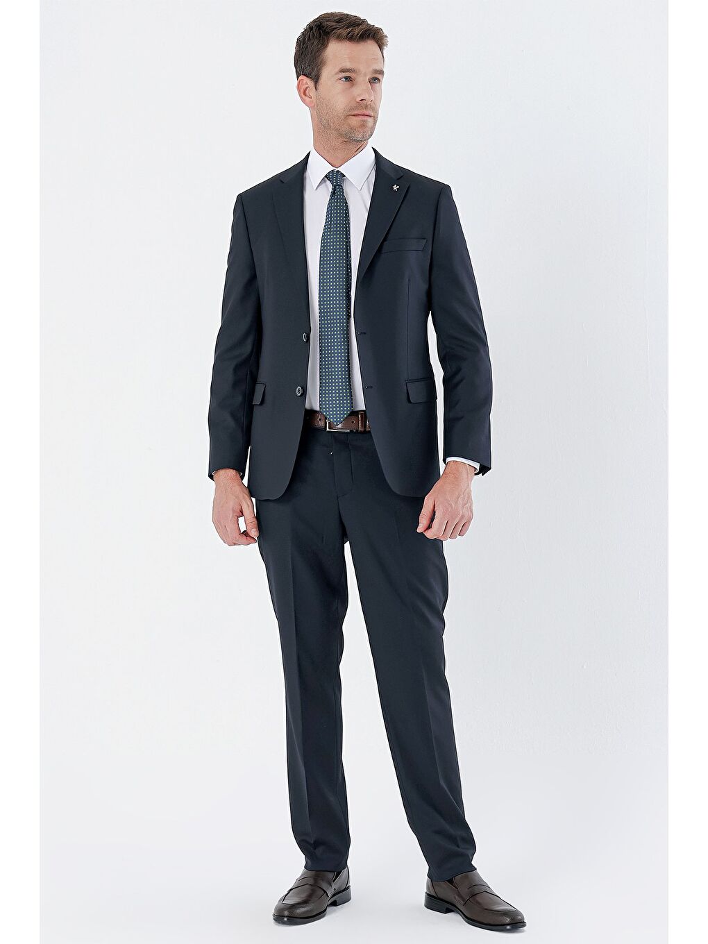 Koyu Lacivert Mono Yaka Elastanlı 6 Drop Comfort Fit Klasik Takım Elbise 1001235152-4