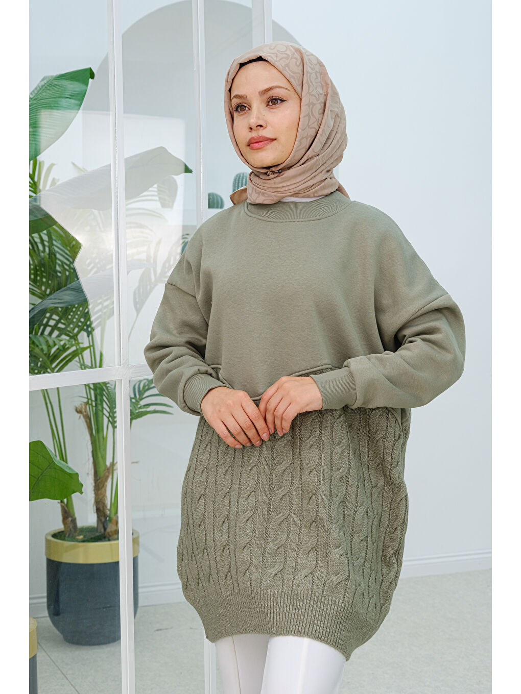 Locco Moda Robadan Triko Oversize Sweatshirt  Fıstık Yeşil - 2