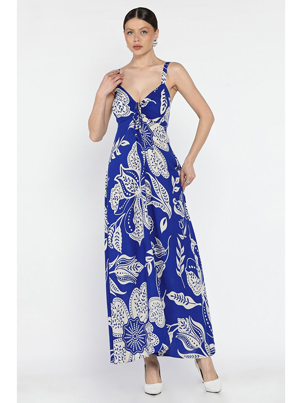 Mavi Kadın İp Askılı Dolgulu Viskon Elbise-1