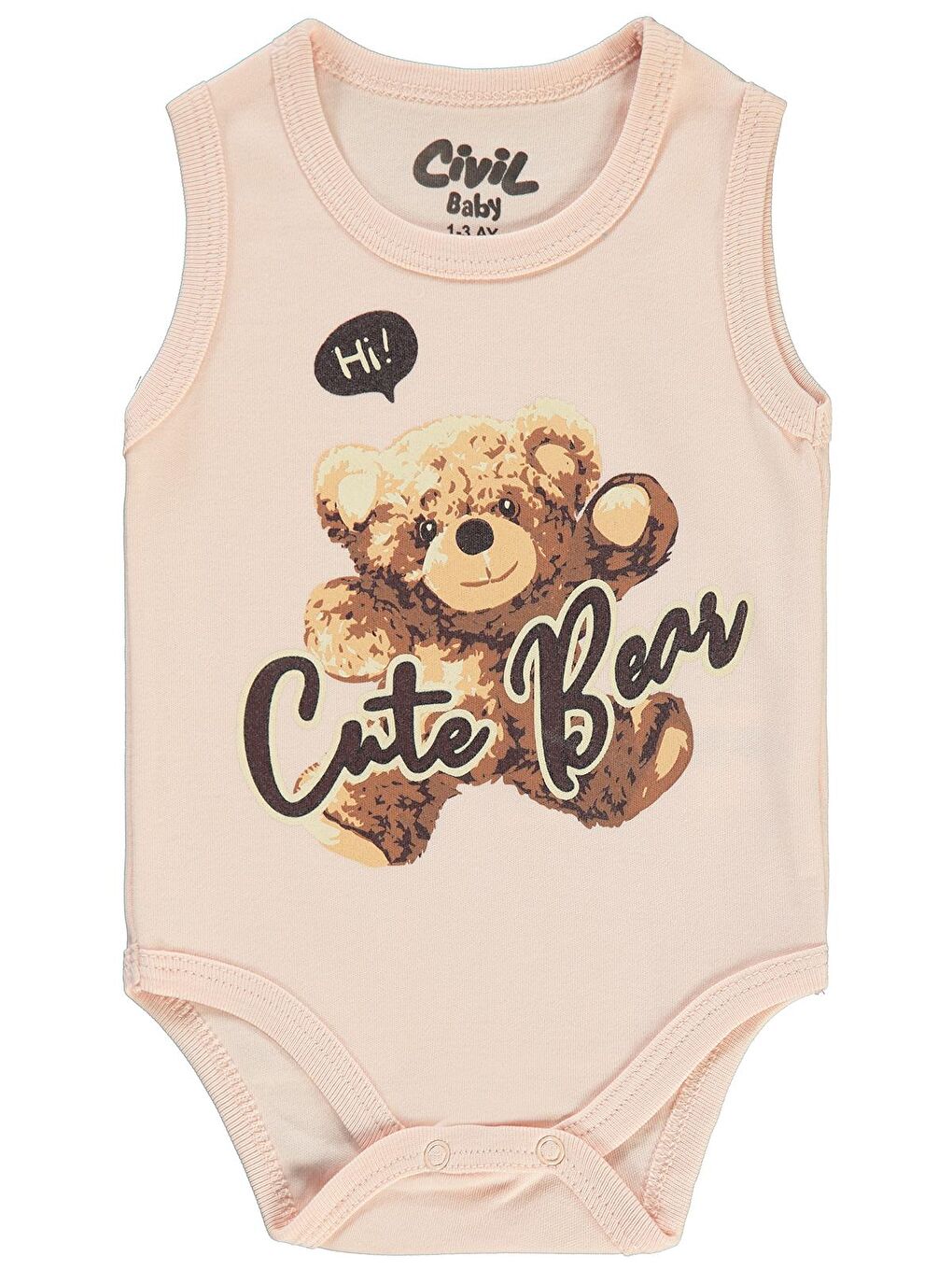 Civil Pudra Baby Kız Bebek Çıtçıtlı Badi 1-18 Ay Pudra