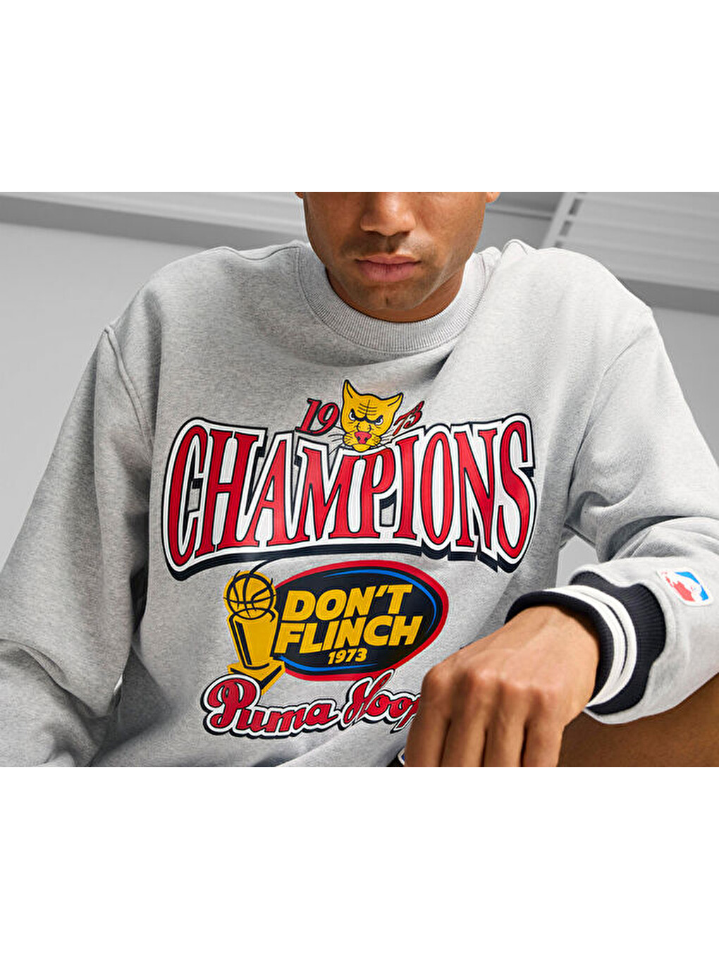 Puma Champs Crew Erkek Basketbol Sweatshirts 62720901 Gri-3