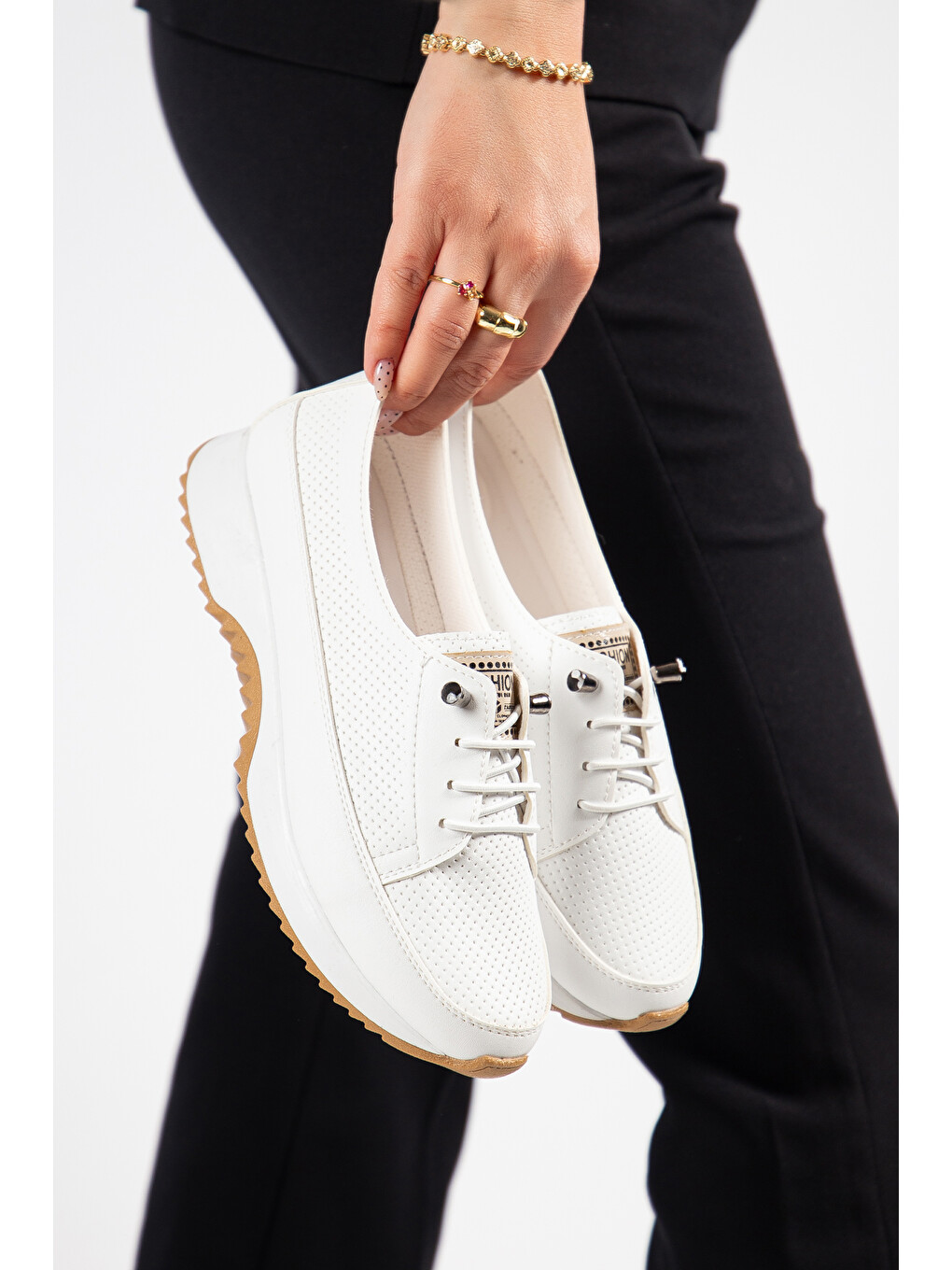 Beyaz D0609 Günlük Ortopedik Kadın Sneaker Spor Ayakkabı-3