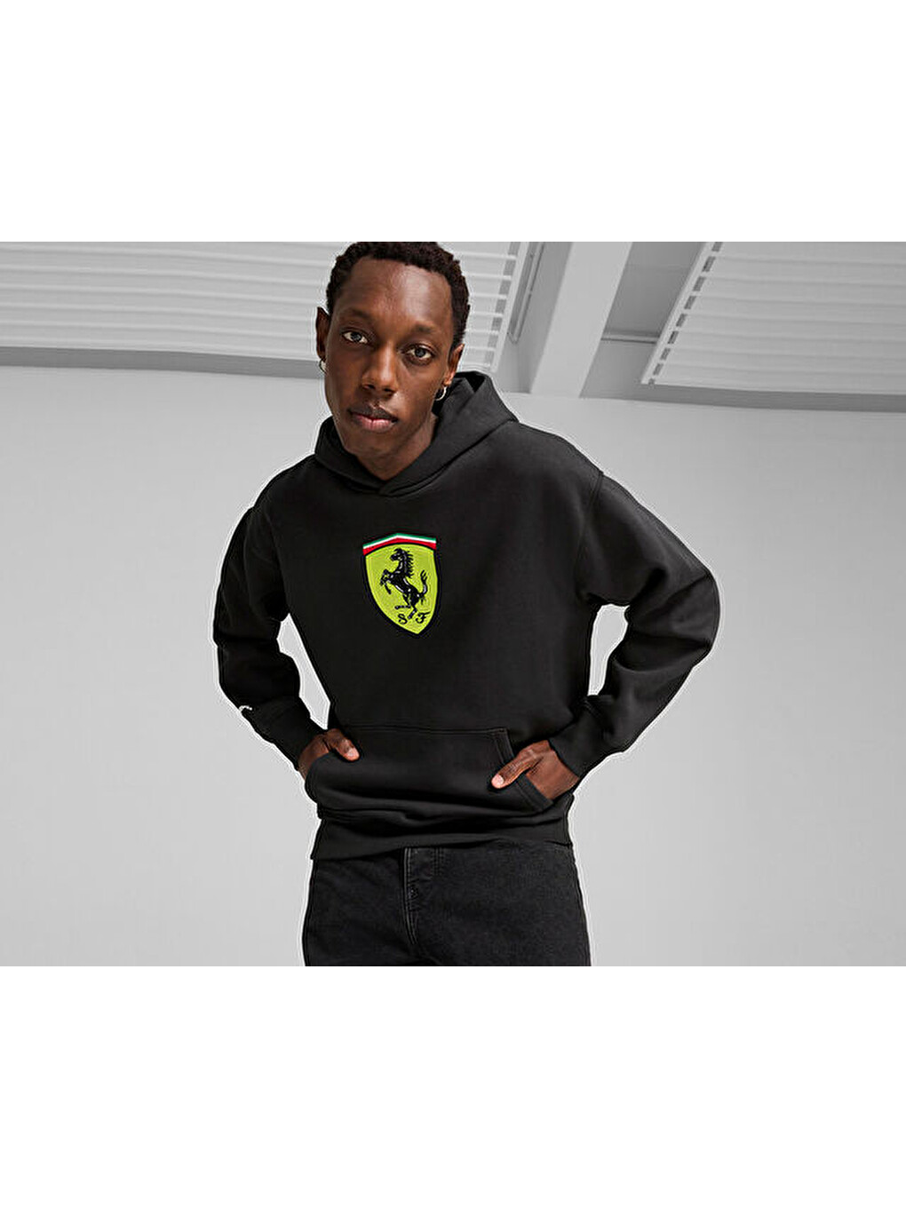 Ferrari Race Bigshield Hdie Erkek Günlük Sweatshirts 62705401 Siyah-2