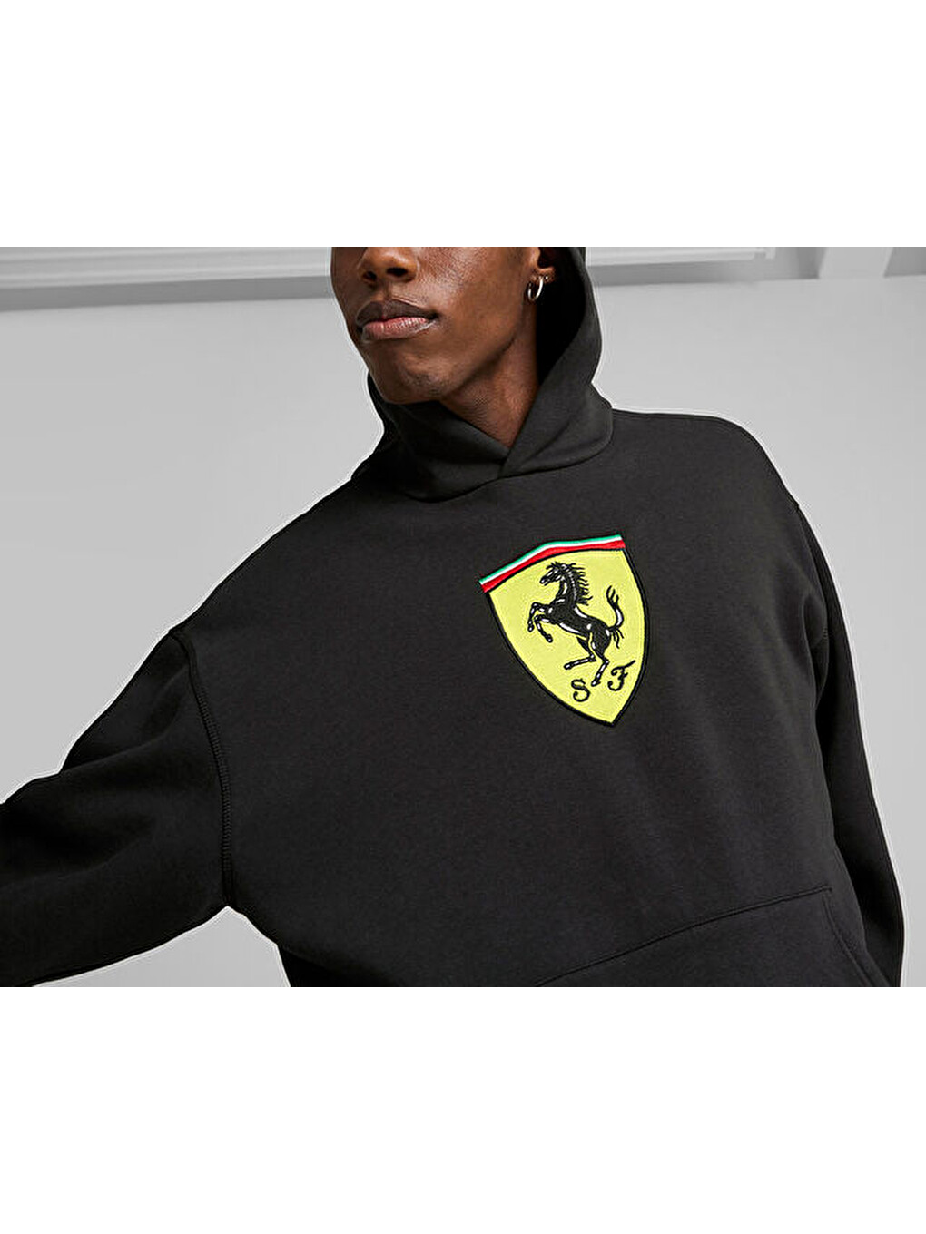 Ferrari Race Bigshield Hdie Erkek Günlük Sweatshirts 62705401 Siyah-5