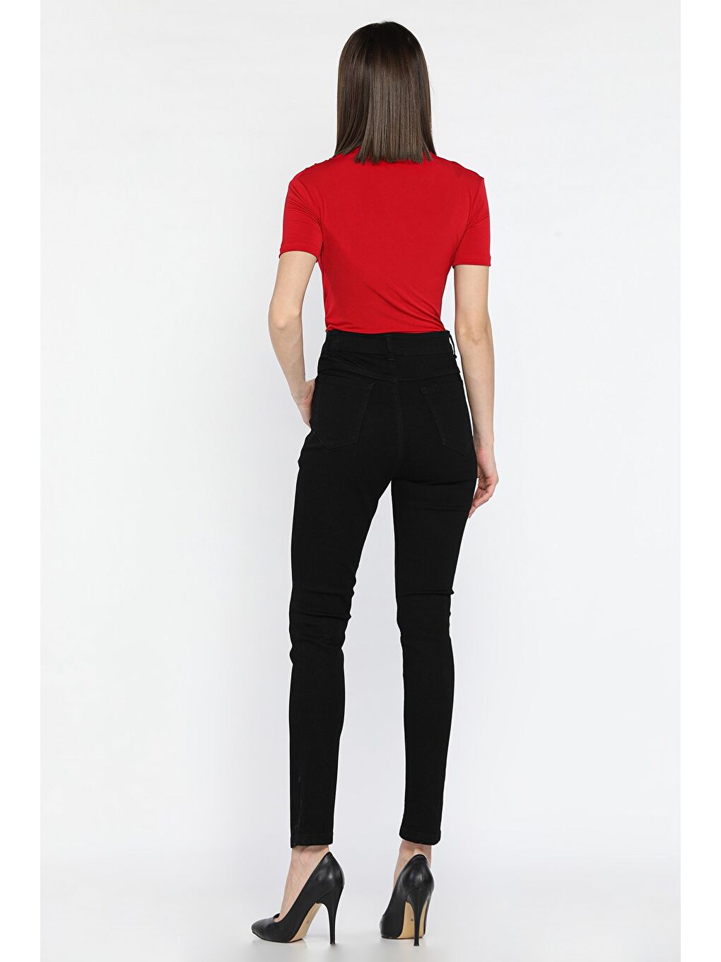 Siyah Yüksek Bel Kadın Jean Pantolon-2
