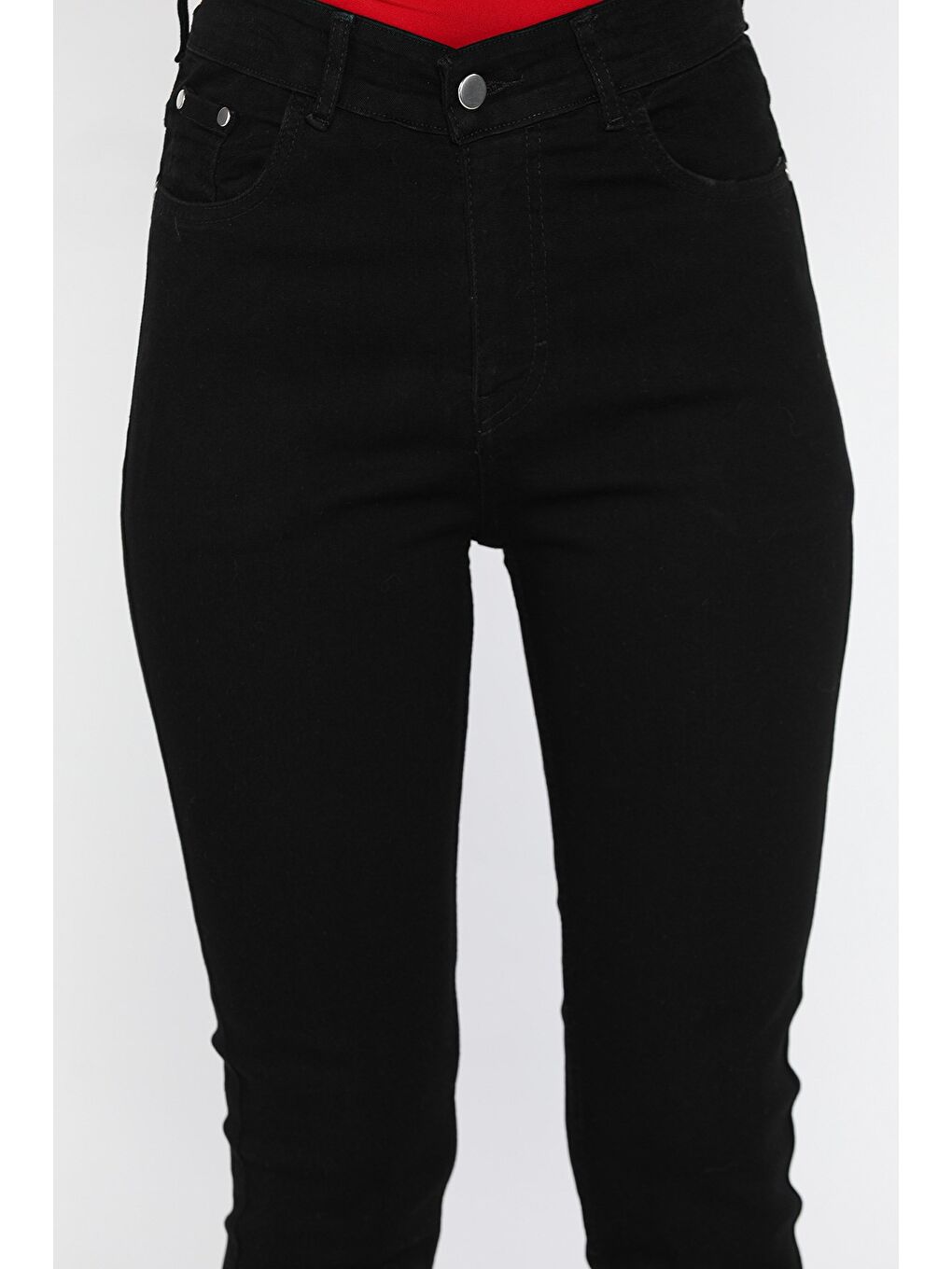 Siyah Yüksek Bel Kadın Jean Pantolon-3