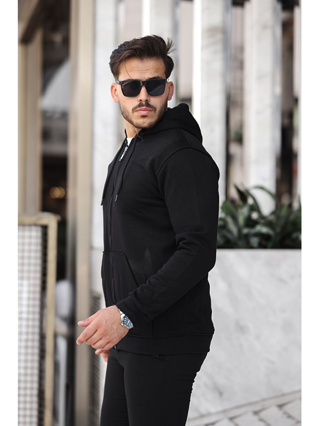 comstar Siyah Üç İplik Fermuarlı Sweatshirt - 2