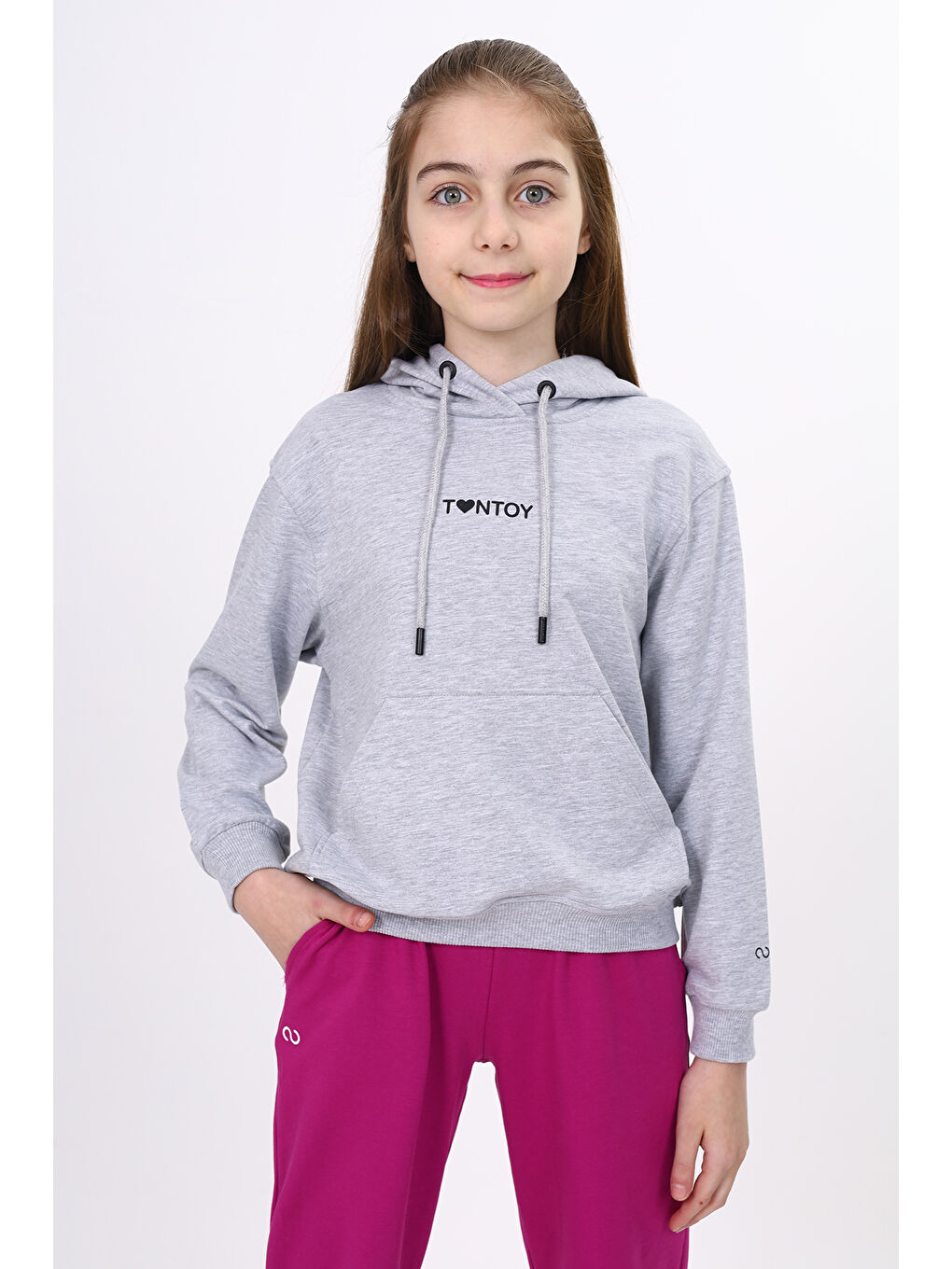 Toontoykids Gri Kız Çocuk Baskılı Sweatshirt