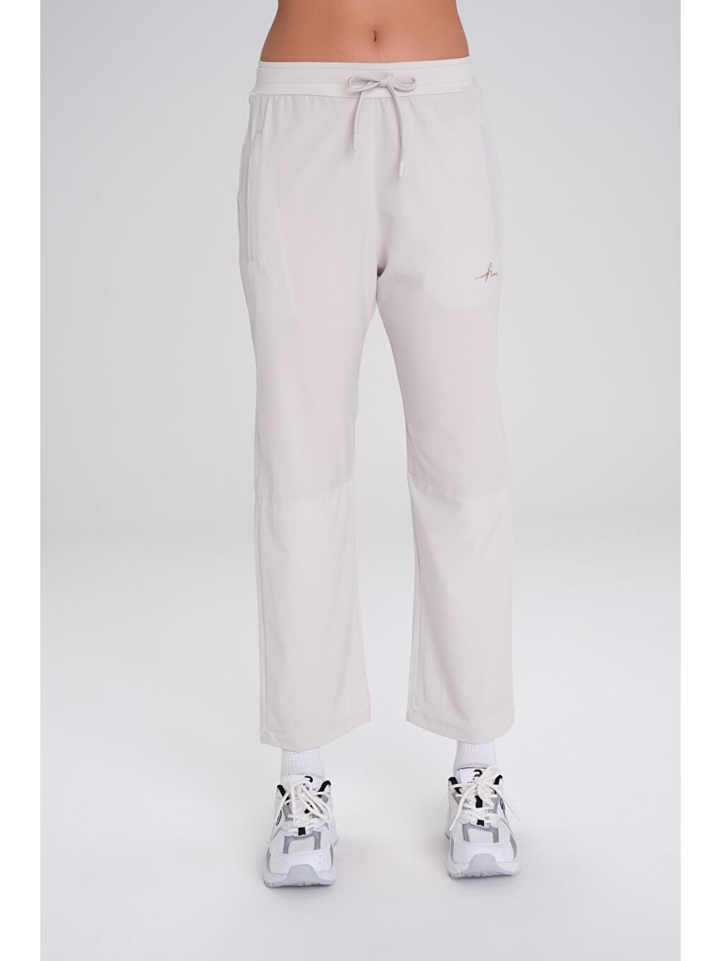 Active Çift Katmanlı Taytlı Boru Paça Ekru Spor Pantolonu Eşofman Altı Act-3-1