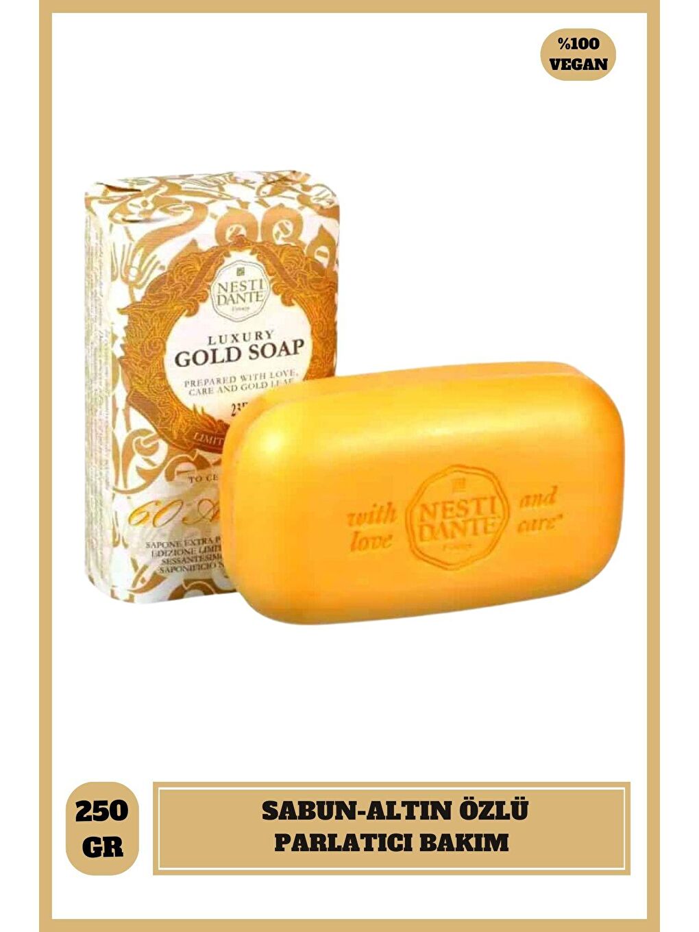 Nesti Dante Renksiz Sabun Luxury Gold Parlatıcı Vegan Bakım 250 Gr